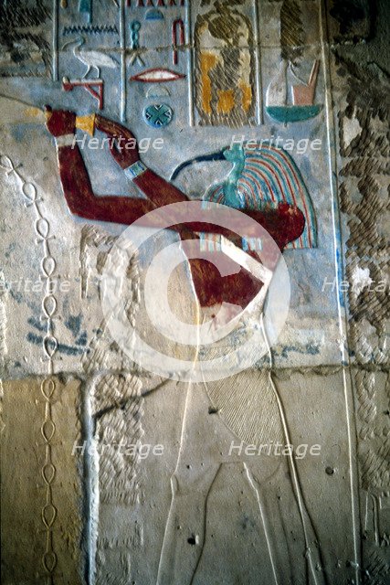 Wall painting depicting the god Thoth, temple of Rameses III, Medinet Habu, Egypt, c1187-c1156 BC. Artist: Unknown