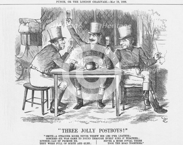 Three Jolly Post Boys!, 1888. Artist: Joseph Swain