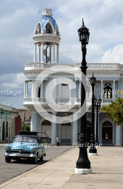 Historic 19th century building in the central park, Cienfuegos, Cuba, 2024. Creator: Ethel Davies.