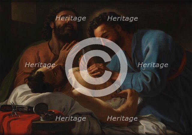 SS  Cosmas and Damian dressing a chest wound , 1748. Creator: Antoine de Favray.