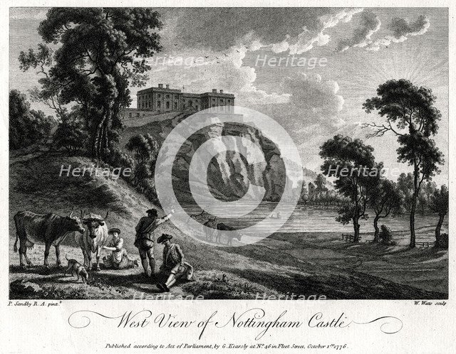 West view of Nottingham Castle, Nottinghamshire, 1776. Artist: William Watts