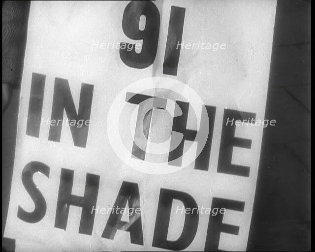 Newspaper Headline Reading ‘91 in the Shade’, 1933. Creator: British Pathe Ltd.