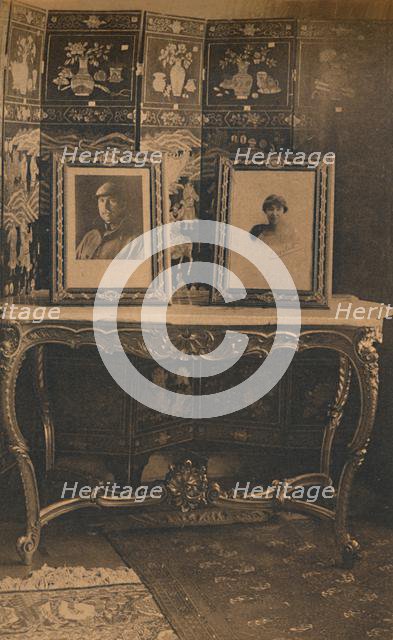 Portraits of the King and Queen of Belgium at the Cuban Embassy in Brussels, Belgium, 1927.  Creator: Unknown.