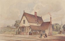 Victorian Rural Train Station and Railroad Crossing, 1844-77. Creator: John Connell Ogle.