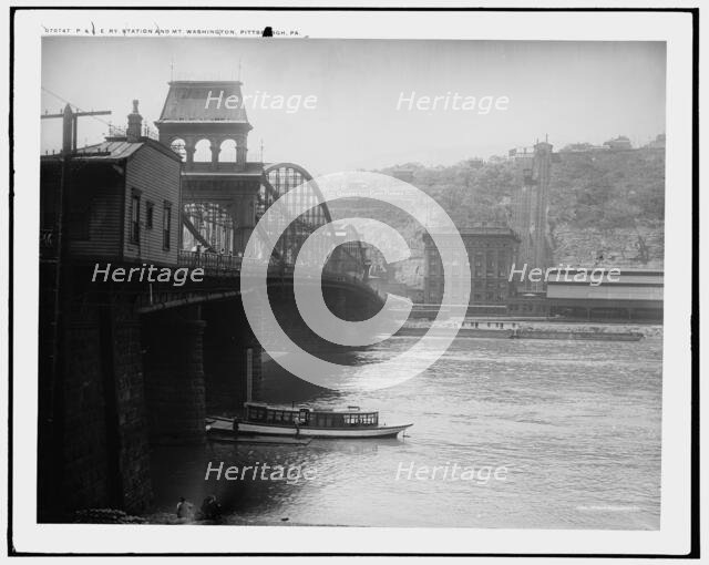 P. & L.E. Ry. Pittsburgh and Lake Erie Railroad station and Mt. Washington, Pa., c1900-1910. Creator: Unknown.