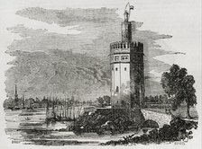 Torre del Oro (The Gold Tower), Seville, Andalusia, Spain, 1852. Creators: Brabo, Burgos.