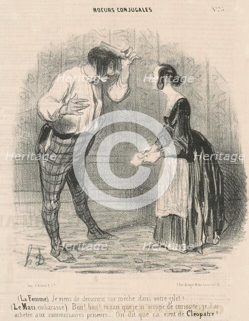 La femme. Je viens de découvrir une mèche..., 1840. Creator: Honore Daumier.