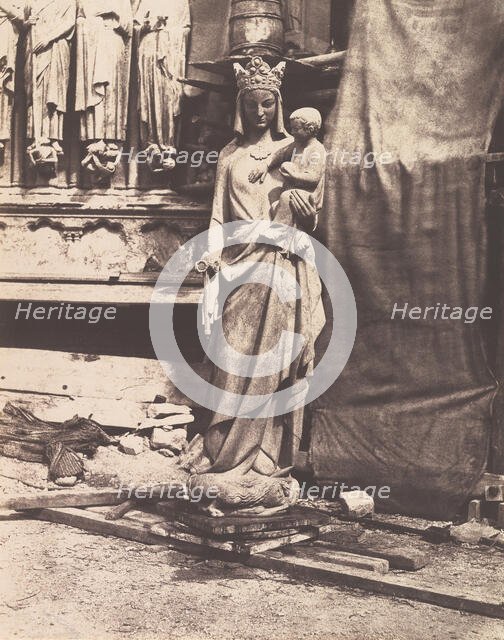 [Sculpture of Virgin and Child, Notre Dame, Paris], 1853-1854. Creator: Auguste Mestral.