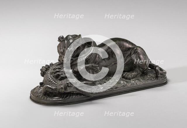 Tiger Devouring a Gavial, model n.d., cast c. 1845/1873. Creator: Antoine-Louis Barye.