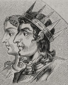 Silo (died 783), King of Asturias (774-783) and Adosinda, Queen consort of Asturias, 1853. Creator: Unknown.