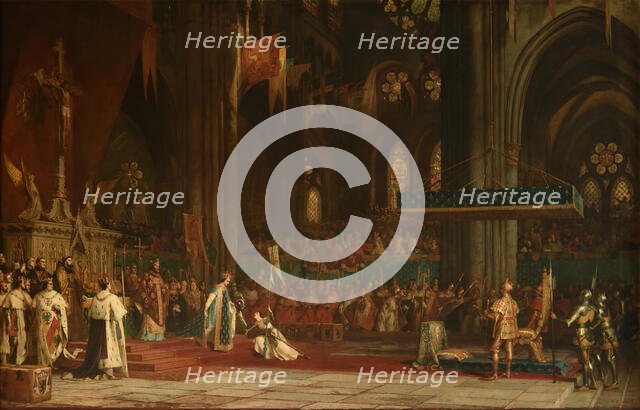 The coronation of Charles VII in the Rheims Cathedral, 17 July 1429, 1861. Creator: Comte, Pierre Charles (1823-1895).