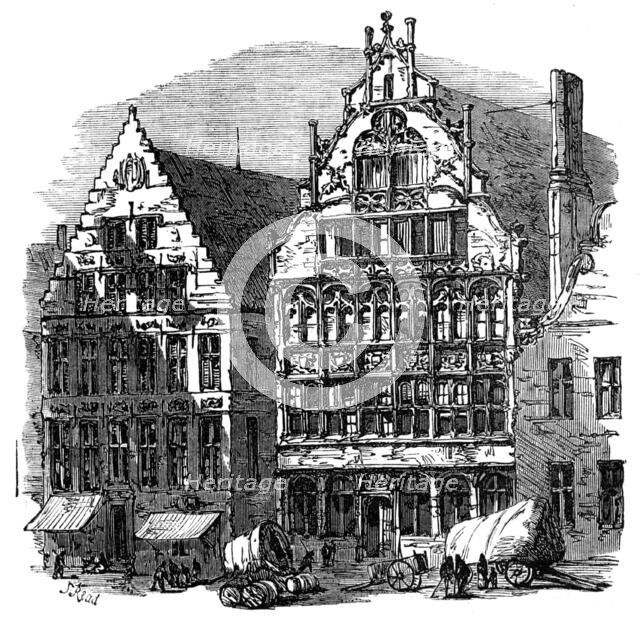 Ancient houses on the quay, Ghent, 1872. Creator: Unknown.