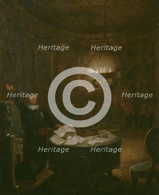 President Reuterholm opens the Armfeltska letters...in 1794, (late 18th-early 19th century). Creator: Pehr Hörberg.