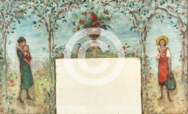 Femme et enfants dans un verger : Esquisse pour le préau de l'école des filles de..., 1933. Creator: Georges d'Espagnat.