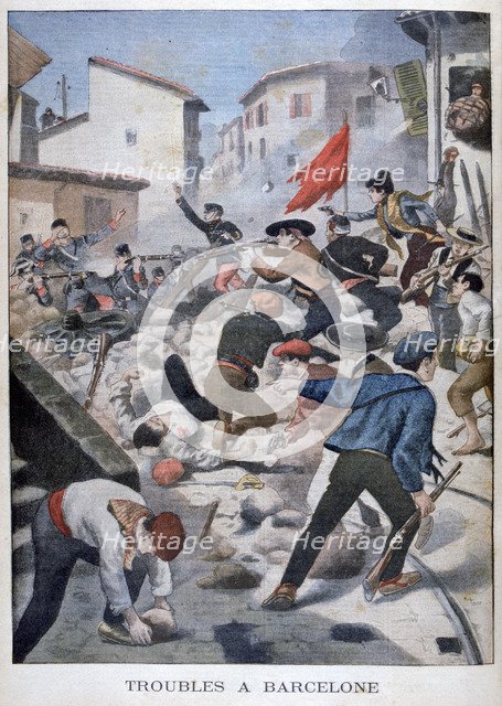 Trouble in Barcelona, 1902. Artist: Unknown