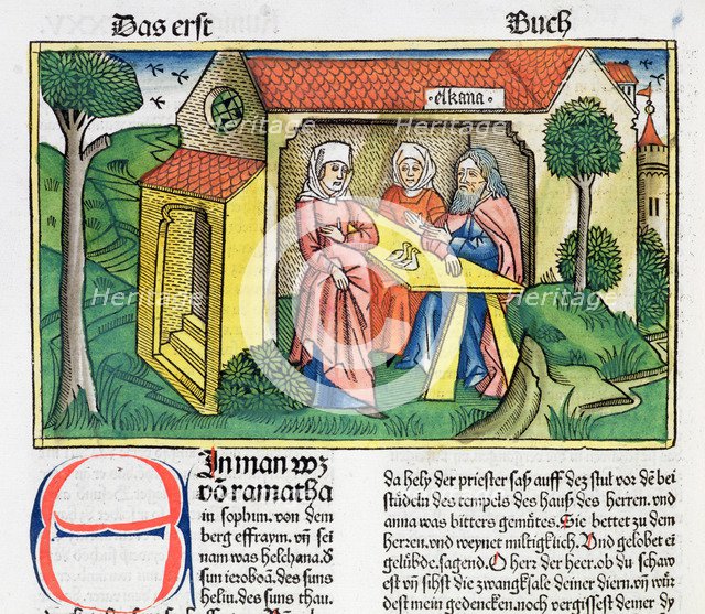 1 Samuel 1:8: Elkanah comforts Hannah. Artist: Unknown