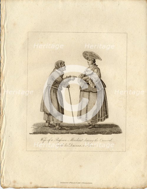 Merchant's wife wuth Nurse during Fasching, 1833. Artist: Anonymous  