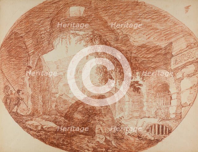 An Artist Seated in the Ruins of the Colosseum, c. 1759. Creator: Hubert Robert.