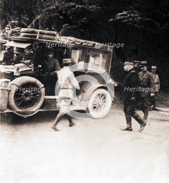 French officers and vehicle, c1914-c1918.  Artist: Unknown.