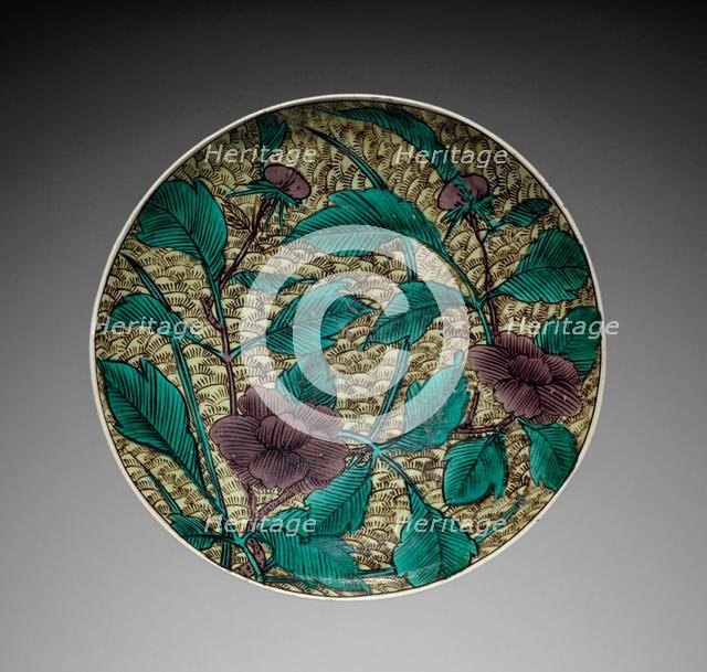 Plate with Peony Design: Kutani Ware, 19th century. Creator: Unknown.