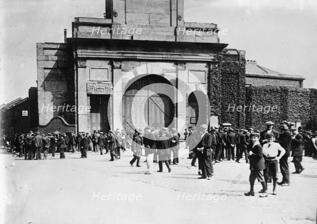 London Strike gates of Great East India dock; closed, between c1910 and c1915. Creator: Bain News Service.
