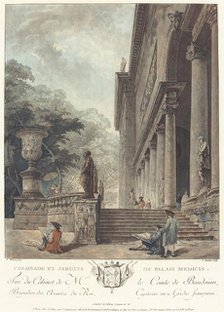 Colonade et Jardins du Palais Medicis (Colonnade and Gardens of the Medici Palace), c. 1776. Creator: Jean Francois Janinet.