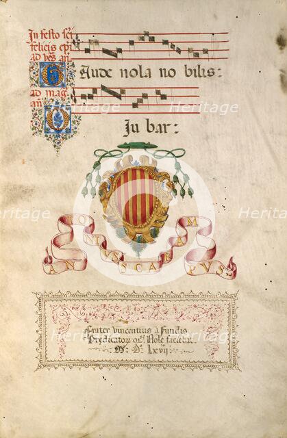 Coat of Arms; Missal of Bishop Antonio Scarampi, 1567. Creator: Fra Vincentius a Fundis.