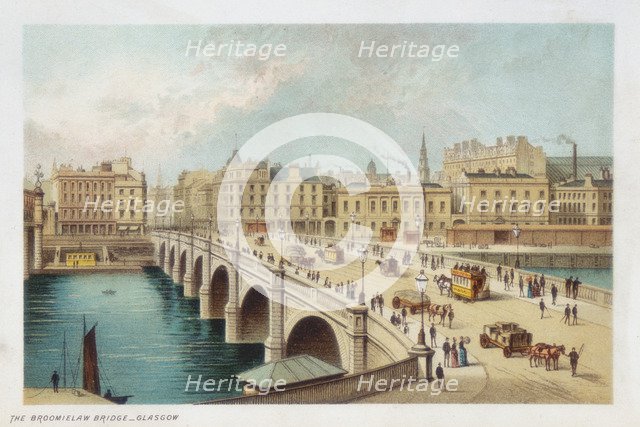 Telford's bridge over the Clyde at Broomielaw, Glasgow, 1891. Artist: Unknown