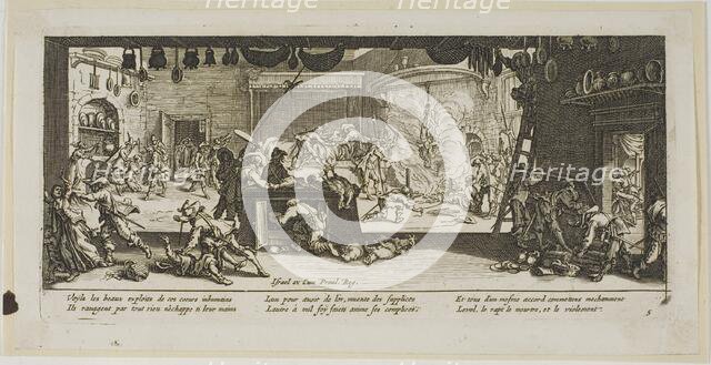 Plundering a Large Farmhouse, plate five from The Large Miseries of War, n.d. Creator: Gerard van Schagen.