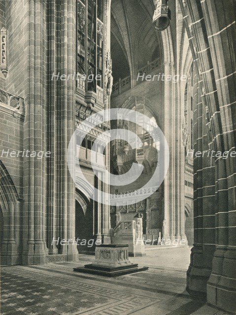 Liverpool Cathedral: General View from Memorial Transept. Architect, Sir G. Gilbert Scott, 1924. Artist: Unknown