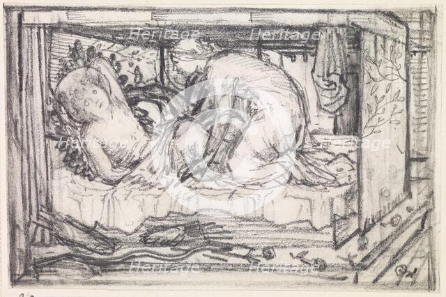 Cupid and Psyche - Study of Psyche gazing at Cupid sleeping, c1865. Creator: Sir Edward Coley Burne-Jones.