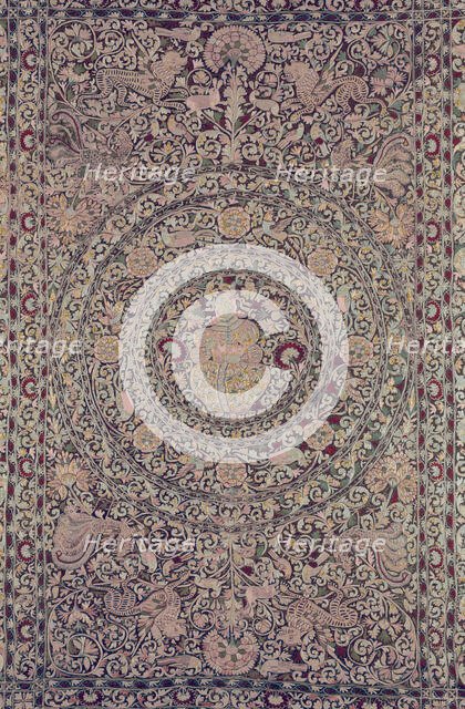 Bedcover Depicting the Five Senses, Portugal, 1675/1725. Creator: Unknown.