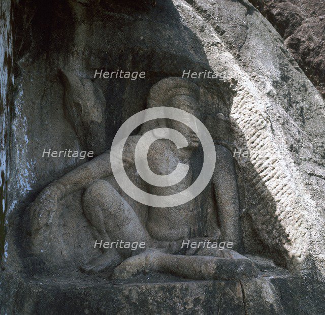 Sri Lankan carving of Anuradhapura Parjanya and his horse Agni, 6th century. Artist: Unknown