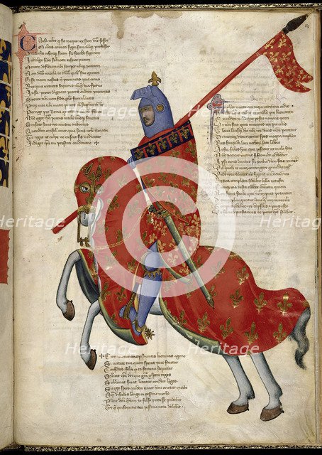 A knight from Prato (From Regia Carmina by Convenevole da Prato). Artist: Pacino di Buonaguida (active 1302-1343)