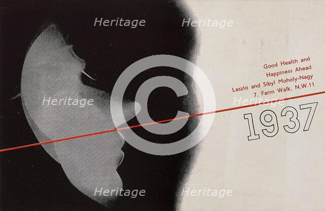 Good Health and Happiness Ahead. New Year's card by Laszlo and Sibyl Moholy-Nagy, 1937. Creator: Moholy-Nagy, Laszlo (1895-1946).