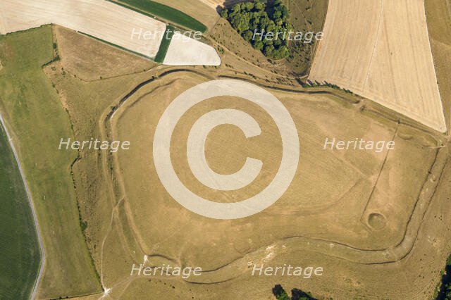 Scratchbury Hill, a univallate Iron Age hillfort earthwork, Norton Bavant, Wiltshire, 2022. Creator: Damian Grady.