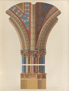 Painted pillar and ribs by Giotto in the upper church of St Francesco at Assisi, 1850.  Creator: Ludwig Gruner.