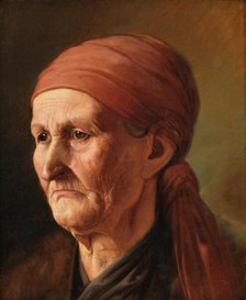 Head of an Elderly Woman, 1860-1865. Creator: Vojtech Klimkovic.