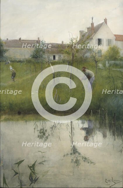 The Old Man and the Nursery Garden, 1883. Creator: Carl Larsson.