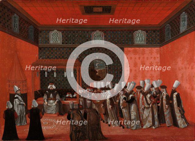 An Ambassador's Audience with Sultan Ahmed III (Ambassador Cornelis Calkoen), 1737-1744. Creator: Anon.