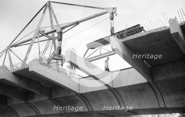 Hammersmith Flyover during construction, Hammersmith, London, 1961. Artist: Eric de Maré