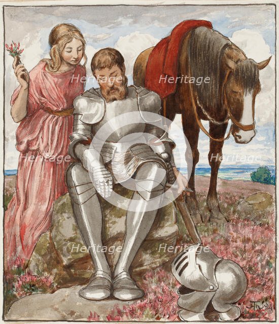 Erika and Seated Knight, 1894. Creator: Hans Thoma.