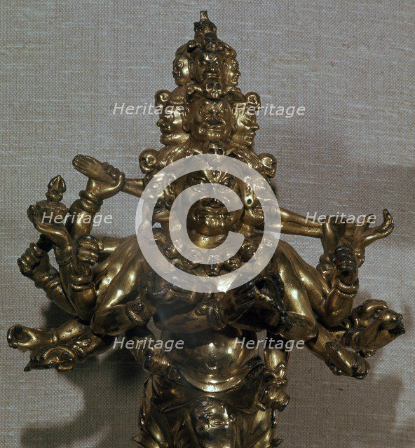 Chinese gilt-bronze statuette of a Dharmapala, 13th century. Artist: Unknown