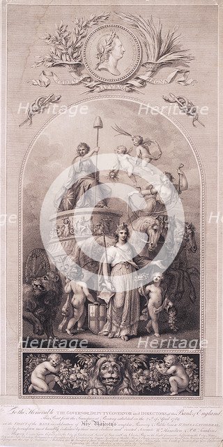 Britannia in her chariot, 1790. Artist: Peltro William Tomkins