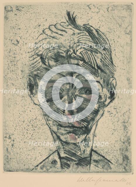 Bust of a Young Man, Self-portrait (Knabenkopf, Selbstporträt), 1922/1923. Creator: Walter Gramatté.