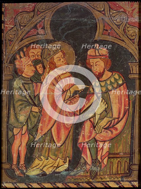  'Front of Sant Cebrià of Cabanyes', Saint Cyprian is taken by three hired assassins to the Emper…