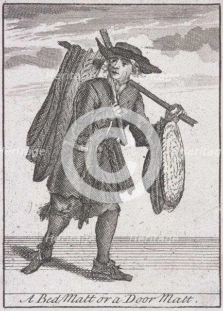 'A Bed Matt or a Door Matt', Cries of London, (c1688?). Artist: Anon