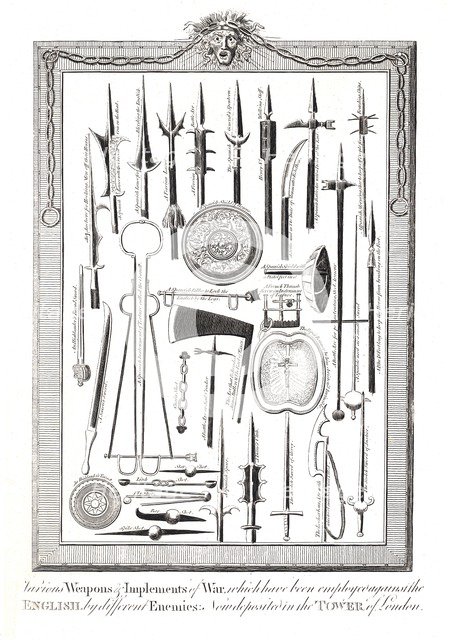 Weapons and Implements of War used against the English by various enemies. Artist: Unknown
