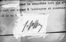 Joffre, Joseph Jacques Cesare. Marechal of France, 1916. His Signature, 1917. Creator: Harris & Ewing.