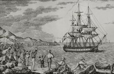 Smallpox vaccination expedition leaving the port of La Coruña, Galicia, Spain, 1803, (1851).  Creator: Unknown.